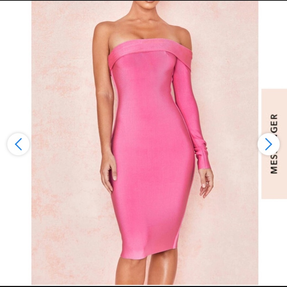 Nadine Pink Bandage One Shoulder Dress XS